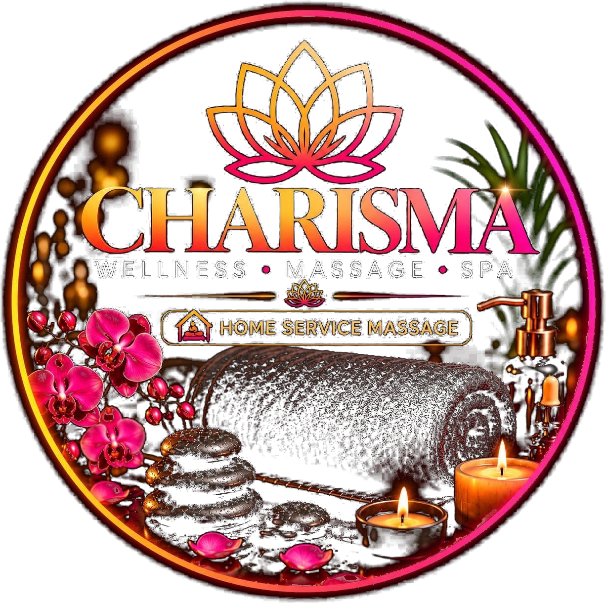 Charisma Massage neon pink logo
