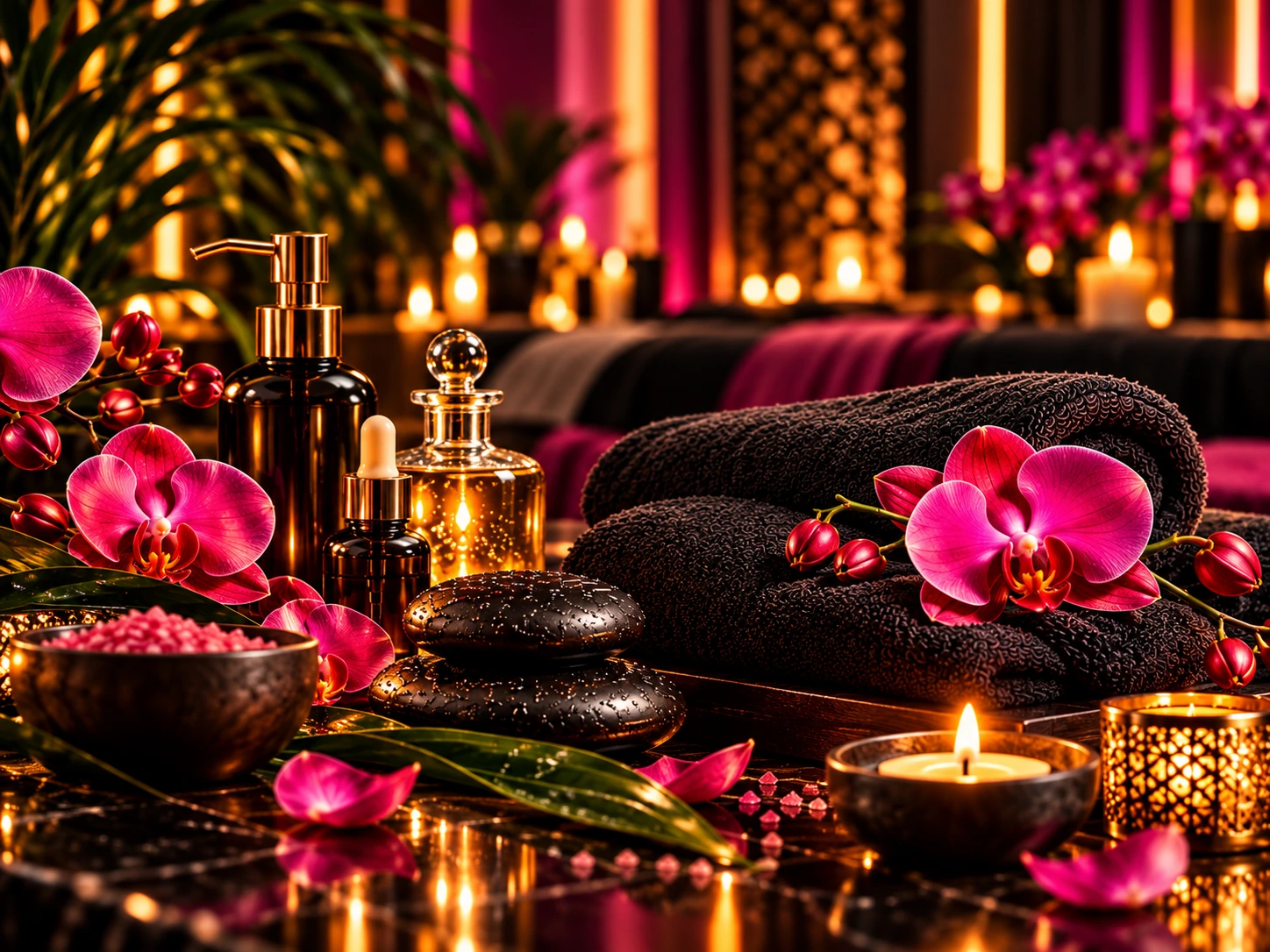 Pink orchids matching Charisma Massage branding